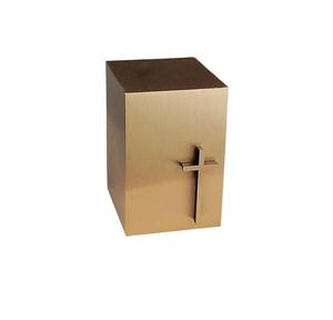 Urna de cubo de cremación de latón con incrustaciones de latón, urna de cenizas de recuerdo de latón de 302 pulgadas cúbicas para servicios funerarios - Product Image 1