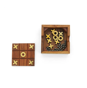 Juego de madera y latón Tic Tac toe para niños y adultos, juego de rompecabezas para Niños y Familias, juguetes para forma cuadrada - Product Image 1