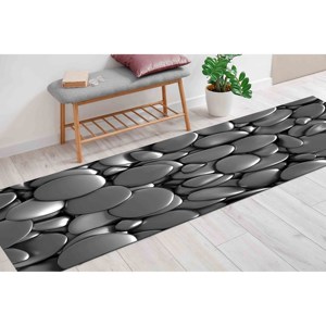 Alfombra Stones: Alfombra Moderna para Decoración del Hogar en Gris Plateado, Alfombra Delgada No Tejida - Product Image 4