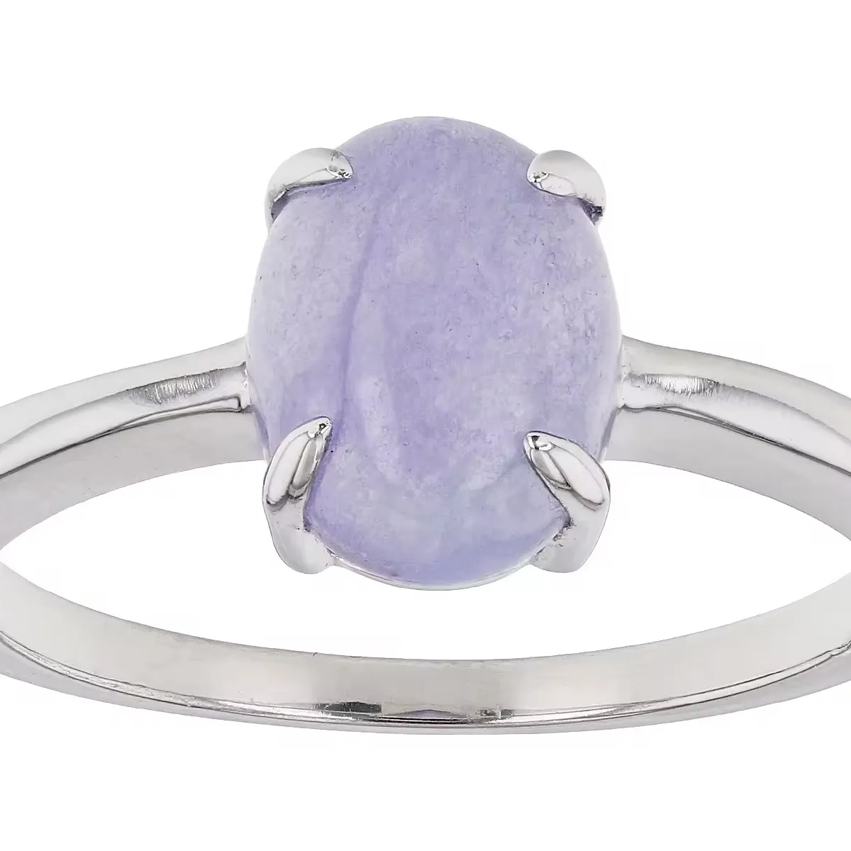 Lavendel Jadeite Solitaire Ring: Rhodium Over Sterling Zilver | Prachtige Sieraden | Unieke Elegantie Met Serene Lavendel Tint