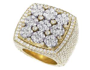 Anillo de lujo de oro amarillo de 10K con diseño de racimo de diamantes cultivados en laboratorio, joyería de estilo Hip Hop para hombres - Product Image 4