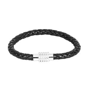 สร้อยข้อมือหนังสีดำแบบพับได้ - Product Image 3