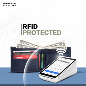 Cartera de dinero plegable de cuero genuino azul Carteras protegidas con RFID para hombres 6 ranuras para tarjetas, 1 bolsillo para monedas - Product Image 3