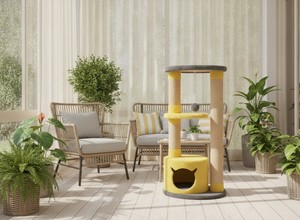 Arbre à chat Amistar Classic Rustic en bois avec design écologique, construction durable et emballage en carton pour les explorateurs félines audacieux - Product Image 6
