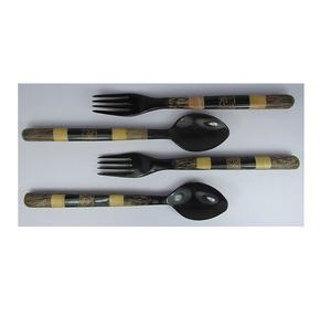 Cuillère en corne de buffle Outils de cuisine Corne de service à salade Cuillère à mélanger cuillère à dîner avec produit en vente - Product Image 2