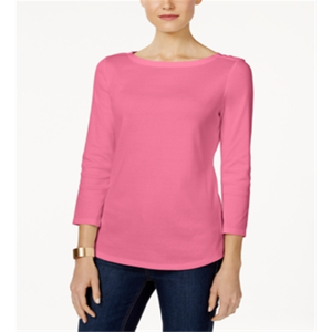 Maglia da Donna Charter Club XL in Cotone Pima con Collo a Barchetta, Traspirante, Stile Casual con Logo Ricamato, Design Semplice, Colore Rosa - Product Image 1