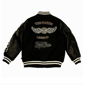 Blouson bombardier universitaire élégant pour hommes de haute qualité en cuir lourd imprimé bouton Design vêtements d'hiver à la mode capuche à motif de lettres - Product Image 6