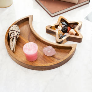 Juego de bandejas de madera de luna y estrella a precio barato para decoración del hogar bandejas de madera natural más vendidas personalización OEM ODM aceptar - Product Image 1