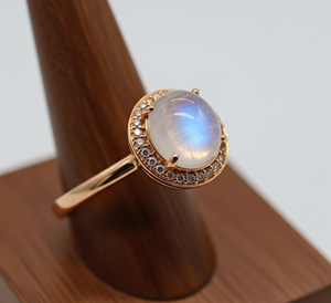 Customized 925 Silver Fashion <b>Ring</b> High Quality Moonstone <b>Crystal</b> Band Rose Gold Plating for Wedding Parties Latest Trendy Gift - Product Image 5