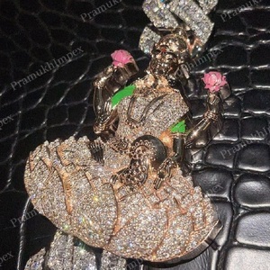 3D VVS Moissanite Lord Saraswati Colgante de hip hop de dos tonos Personalizado 18K Chapado en oro amarillo Iced S925 Plata de ley para fiestas - Product Image 2