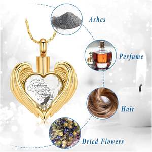 Collar de urna de cremación para cenizas, collares conmemorativos de corazón de acero inoxidable, soporte para cenizas para recuerdo humano, seres queridos, tamaño personalizado - Product Image 5