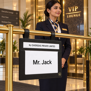 Divris Airport Guest Welcome Board Hanging model Black Leather Name <b>Sign</b> For Hotel Arrival Greeting - Product Image 5