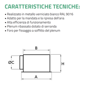 Diffuseur hélicoïdal carré en acier galvanisé peint blanc Tecnosystemi DEAP, 24/36 fentes, registres à 90 lames réglables, grilles - Product Image 4