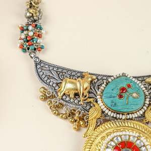 Collier Anokhi en argent 925, motif vache bicolore et collier superposé tendance Kundan - Product Image 4