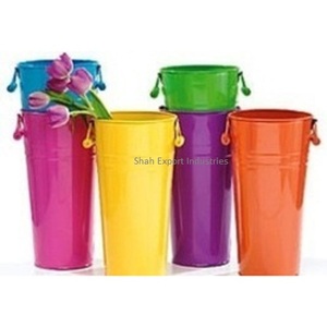 <b>Tall</b> Size Iron Metal <b>Flower</b> Planter with Handle Yellow Coated for Home Balcony Patio Garden & Lobby Decorative Purpose - Product Image 6