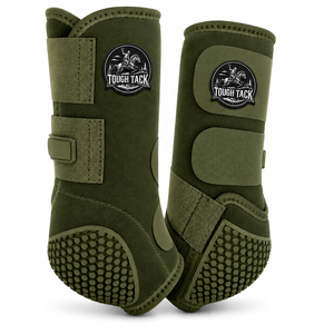 Tough Tack Horse Splint Boots Olive Green Nylon Leg Protection with <b>Hex</b> Grip Sole for Riding - Product Image 1