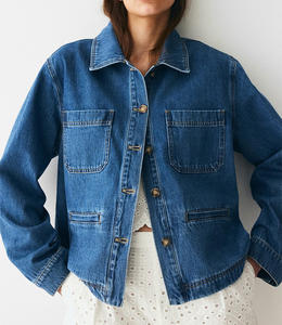 Veste bomber en denim tricotée pour femme, vêtement décontracté d'extérieur, automne, imperméable, coupe-vent, boutonnée, oversize - Product Image 2