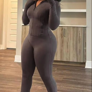 Femmes deux pièces tenues automne entraînement sweat-shirt zippé et survêtement Flare Yoga pantalon Gym survêtements 2 pièces ensemble - Product Image 5