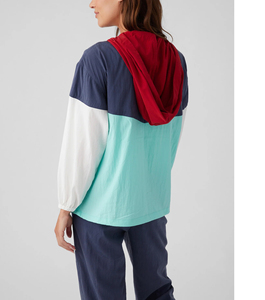 Women's Custom Color Block Fashion <b>Summer</b> Casual Hooded Zipper Waterproof Windbreaker <b>Lightweight</b> <b>Jacket</b> - Product Image 2