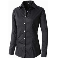Camisa de mujer Camisas de estilo largo de mujer Blusa Tops Ropa Suelta Manga larga Botón de solapa Camisa informal