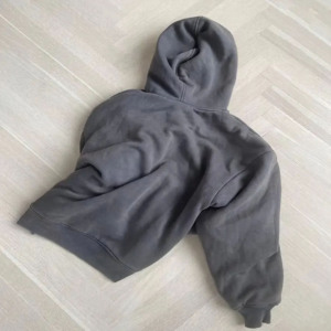 En blanco 350 GSM Pullover Algodón Poliéster Fleece Heavyweight Streetwear Estampado liso Bordado Sudaderas con capucha - Product Image 6