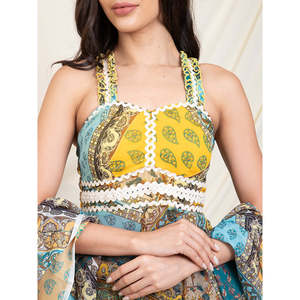 Conjunto de Dos Piezas para Mujer, Estilo Indo-Occidental, Chifón Estampado Multicolor, para Oficina, Disponible en Tallas XS, S, XL, XXS - Product Image 2