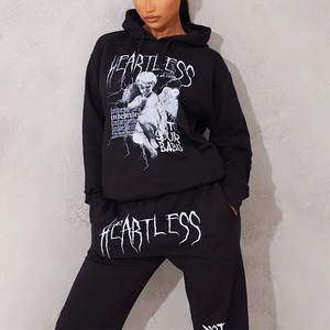 OEM Latest <b>Women</b> Vintage Hoodie Tracksuit Zip up Hoodies <b>Sweatpants</b> Gym Fit Zipper Hoodies <b>Sweatpants</b> Streetwear Joggers Set - Product Image 1