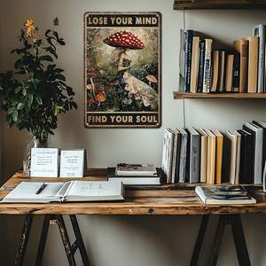 Targa in Metallo PEACHGARDEN con Decorazione a Fungo per Cucina, Decorazione per Cercatori di Funghi, 'Perdete la Mente, Trovate l'Anima' - Product Image 5