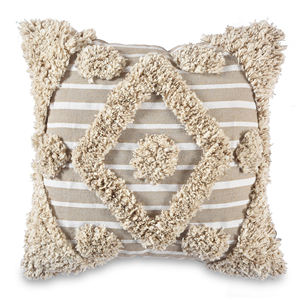 Funda de almohada con mechones de lazo con patrón geométrico decorativo bohemio marfil de último diseñador sostenible decorativo a precio mayorista - Product Image 5