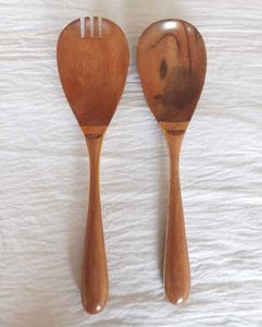 Juego de Cubiertos para Ensalada de Madera de Acacia Natural con Mango de Latón para Vajilla, Utensilios de Cocina, Decoración del Hogar, Herramientas para Servir y Mezclar Ensaladas - Product Image 2