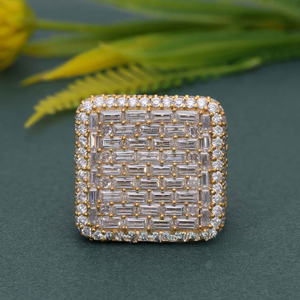 Vvs moissanite Diamond Party Ring 14k 18K Solid Gold Diamond Eternity Lab a créé des bagues en diamant taille émeraude pour les femmes - Product Image 1