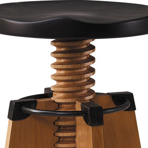 Tabouret de bar moderne Burgu en bois noir avec hauteur réglable, assise en bois massif, pieds en métal, options de couleur pour la maison, la salle à manger et le bureau - Product Image 3