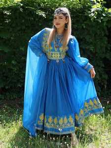 ชุดเดรสงานเลี้ยงยาวแบบวินเทจสไตล์อัฟกานิสถาน ปี 2025 ล่าสุด ขายส่ง งานปักมือประณีต แต่งลูกไม้ ซิป กระดุม ผ้าธรรมชาติ สำหรับผู้ใหญ่ - Product Image 4