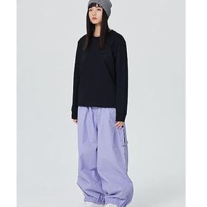 กางเกงทรงหลวมแนวสตรีทใส่เล่นสกีหิมะ, กางเกงเอวยางยืดกันน้ำสีพื้นบางทรงหลวมแนวสตรีทฮิปฮอป - Product Image 3