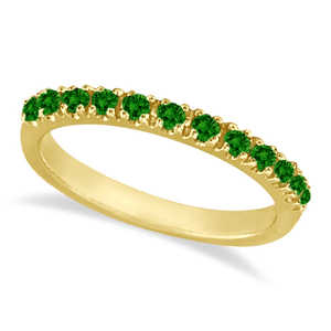 Anillo Apilable de Oro Amarillo de 14K con Esmeralda de 0.38 Ct, Estilo Clásico, Tecnología de Incrustación de Garras, Ancho de 2mm, Gema de Oro - Product Image 4
