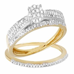 Bague double Moissanite Diamond Bridal Wedding Set Two Tone S925 Sterling Silver Iced Out Jewelry for Women Anniversary Gift - Product Image 1