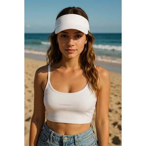 Chapeau à visière longue et ouverte blanc - Protection solaire élégante pour la tête Spk13 - Blanc - Product Image 4