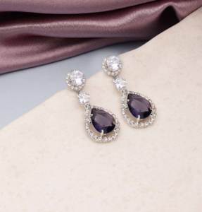 Boucles d'oreilles plaquées argent et design, boucles d'oreilles mode et tendance, boucles d'oreilles colorstone, boucles d'oreilles déclaration, cadeau pour femmes et filles - Product Image 1