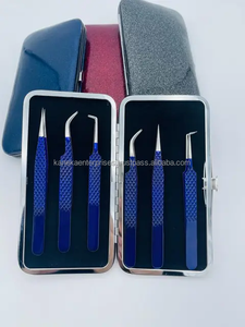 Pinces à épiler professionnelles pour extensions de cils, bleu royal et noir, pointe lisse, acier durable personnalisé, anti-magnétique, anti-statique, précision - Product Image 3