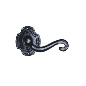 Manijas y pomos de puerta negros tradicionales de hierro con diseño de roseta - Manija de palanca para cómoda, armario y gabinete - Product Image 1