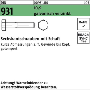 สลักเกลียวหกเหลี่ยม M12 Din 931 10.9 50 ชิ้น 90 มม. แพ็ค 50 ชิ้น - Product Image 1