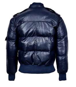 Veste d'hiver en duvet d'oie, en cuir véritable de mouton, matelassée, chaude, bomber, décontractée, veste gonflée, vente en gros - Product Image 6