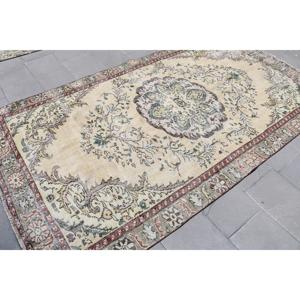 Grand tapis vintage 5,1x9,1 pieds, tapis persan rouge et vert en laine - Product Image 4