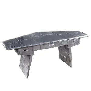 Aluminium Fighter Jet Styled Aviator Wing Desk Mid-Century Industrie flugzeug Schreibtisch Möbel Home Office Dekor