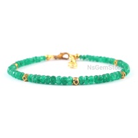 Bracelet artisanal en perles d'émeraude facettées de 4 mm, bijoux en pierres précieuses vertes naturelles, pierres rondes, pierres en vrac, cadeau tendance HAYAAT GEMS