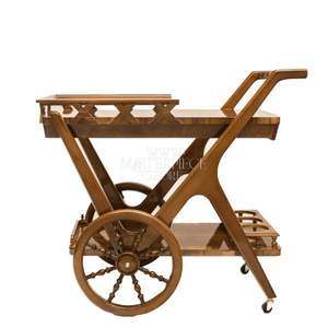 Carrito de Té Clásico de Madera con Diseño Geométrico y Elegantes Ruedas - Product Image 4