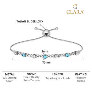 Pulsera CLARA de Plata Pura 925 con Símbolo de Infinito Azul, Bañada en Rodio y Oro, Amuleto Religioso con Zirconia, Regalo Religioso - Product Image 6