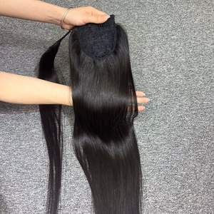 Produit de haute qualité Queue de Poney Cheveux Noir Jerry Curl Vierge Bundle de Cheveux Bruts Un Donneur Lace Front Long pour les Femmes - Product Image 4