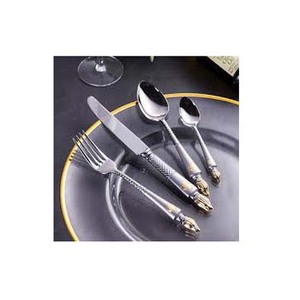 ชุดมีดปลายด้ามทองขัดเงาสีเงินชุดเครื่องใช้บนโต๊ะอาหารสไตล์ราชวงศ์มีดีไซน์ที่เป็นเอกลักษณ์ - Product Image 1