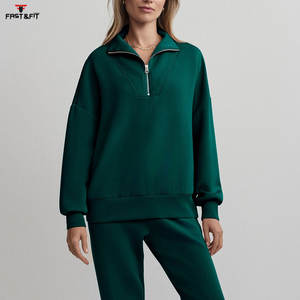 2025 alta calidad hecho a medida transpirable nuevo diseño media cremallera mujeres sudaderas hechas en Pakistán - Product Image 3